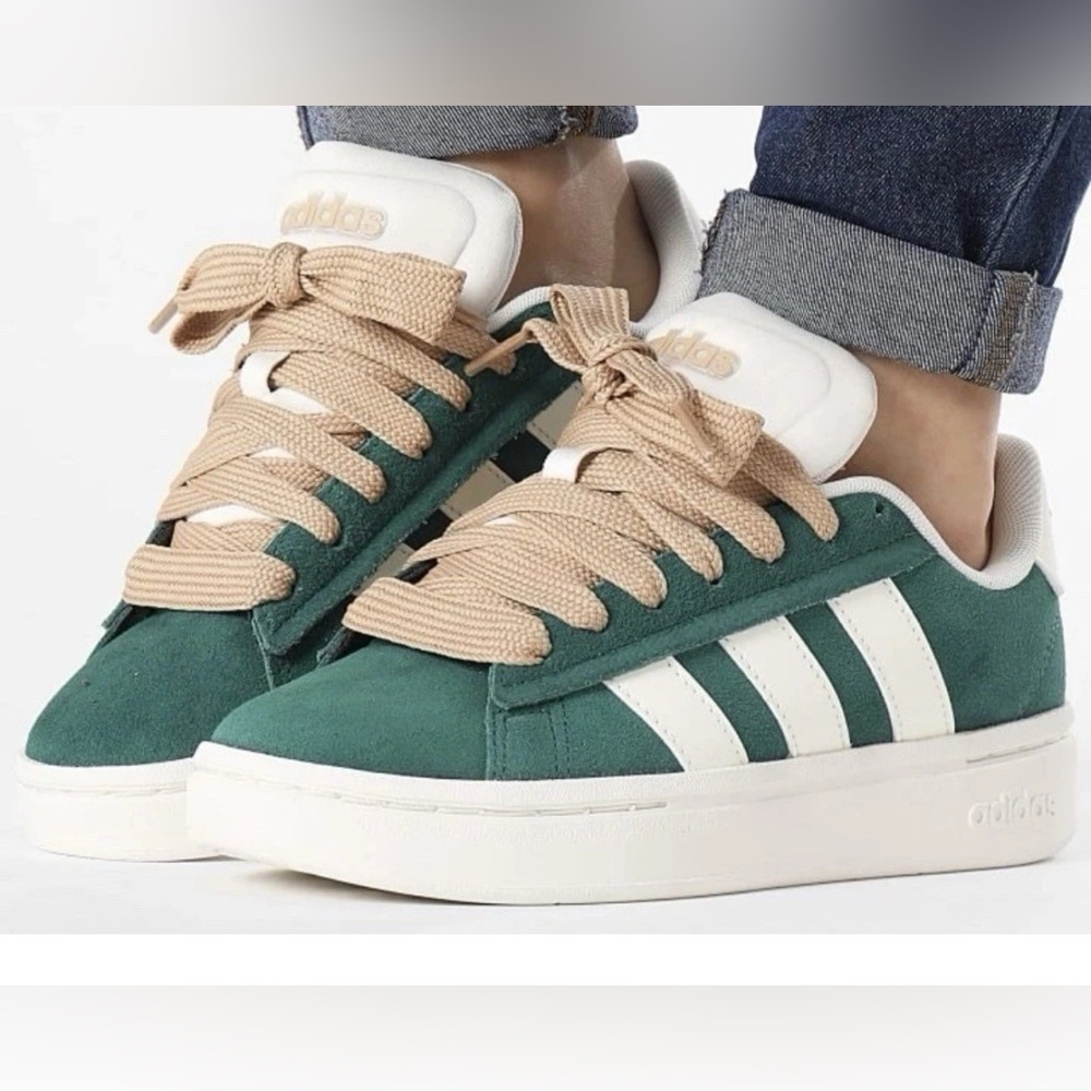 adidas Green Suede Sneakers with Beige Accents